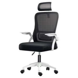 Krzesło biurowe gamingowe, ergonomiczne biurko z zagłówkiem, regulowane z podparciem lędźwiowym, oddychający siatkowy oparcie, składane podłokietniki o kącie 90° oraz obrót o 360 stopni (SF168-002).