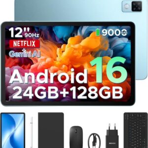 【Najnowsza wersja Androida 16】Tablet DOOGEE U12 VIP | 12 cali | 24 GB RAM + 128 GB pamięci wewnętrznej (rozszerzenie do 2 TB) | Gemini AI | Zestaw z klawiaturą i rysikiem | Bateria 9000 mAh / ładowanie 18 W | Aparaty 13 MP + 8 MP | Ośmiordzeniowy procesor | Tablet dla dzieci | Widevine L1 | OTG | Odblokowywanie twarzy Face ID